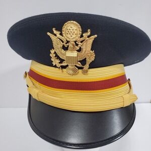 VTG Kingform Military Uniform US Army Officer Service Visor Cap 7 1/4 Eagle Name